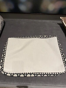 Designer Fabric Box Pillow With Trim Pillow Cover Geometric Ivory Linen Used - Picture 1 of 9