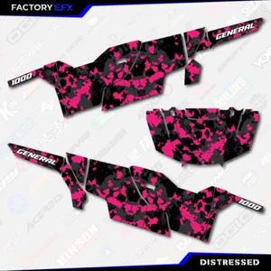Black & Pink Distressed Graphics kit fits Polaris General 4 Door 16-23 - Picture 1 of 2