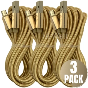 3 Pack Micro USB Cable 10FT Long Fast Charger Data Cord For Samsung Android LG - Picture 1 of 8