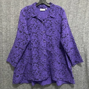 NEW Habitat Clothes to Live In Top M Textured Button Pleats Oversized Lagenlook - Picture 1 of 11