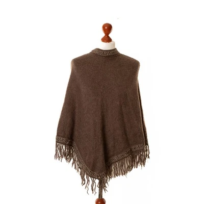 Artesanias Alpafina 100% Alpaca Brown Poncho Sweater One Size 13167 - Image 1 of 4
