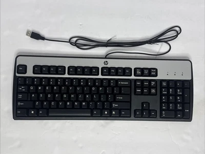 HP KU-0316 434821-001 Black/Silver Standard USB-Wired Keyboard Tested  - Image 1 of 4