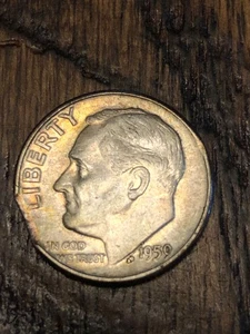 1959-P Roosevelt 90% Silver Dime Clipped Planchet #2 - Picture 1 of 2