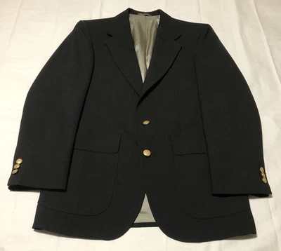 Blazer Stafford Para Hombre 36R Negro 2 Botones Latón Dorado Poliéster y Lana De Colección EE. UU. Foto 1 de 4