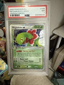 PSA 7 NM 2005 Pokemon EX Unseen Forces Meganium EX Holo 106/115 - Picture 1 of 3