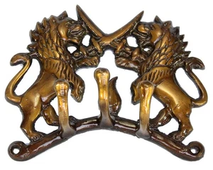 Brass Fighting Lions Key Stand | Key Holder Hanger Hook, Wall Key Holder, Key... - Bild 1 von 4