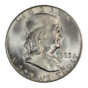 1963 No Mint Mark Franklin Half Half Dollar Seller AU - Picture 1 of 3