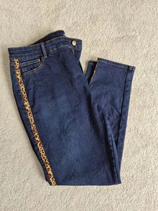 Tu Woman Denim Skinny Jeans Size 20R Leopard Print Side Stripe - Picture 1 of 5