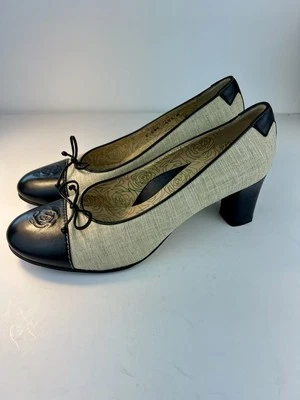 NWOB TARYN ROSE Italian Made Leather Spectator Block Heel Pump Size 9M EU 40.5 - Image 1 of 4