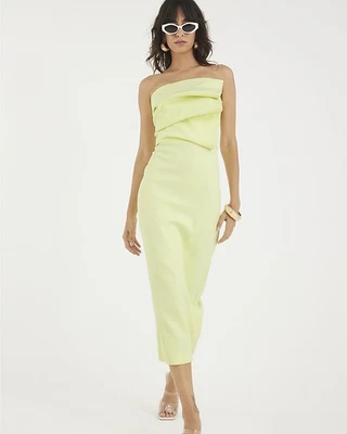 River Island Womens Midi Dress Green Sculpted Bandeau Tailored Sleeveless Fitted - Image 1 of 4
