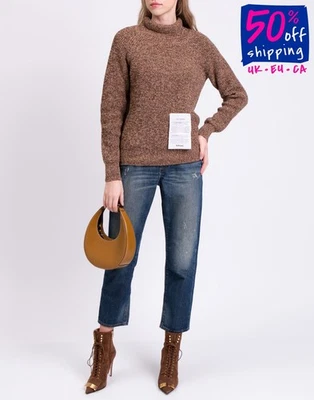 RRP €650 BALLANTYNE Cashmere Jumper IT40 US4 UK8 S Brown Patch High Neck - Image 1 of 4