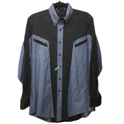 Vtg Stetson Two Tone Western Shirt Men’s M Chambray Black Chest Pockets Cowboy - Image 1 of 4