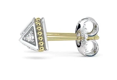 LAGOS KSL Pyramid Stud Earrings - Diamond 18K Gold  Sterling Silver & Gift Box - Image 1 of 4