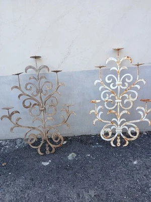 COPPIA APPLIQUES FERRO BATTUTO - GROSSO SPESSORE E PESANTE - 1970 EMILIA - Immagine 1 di 4