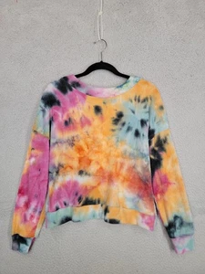 Nobo Tie Dye Sweater Medium Open Back Boho Colorful Fall Rib Knit Dolman Sleeve - Picture 1 of 8