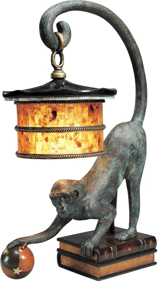 Verdigris Bronze Monkey Lamp with Mother of Pearl Accents - Image 1 of 1