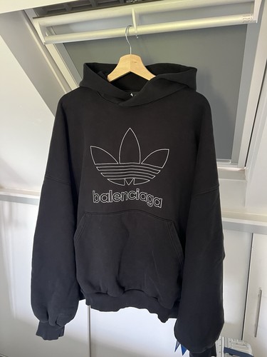Felpa con cappuccio Balenciaga X Adidas oversize in jersey di cotone con stampa logo (TG. 2)