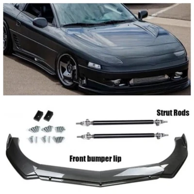 Carbon Style Front Bumper Lip For Mitsubishi 3000GT Splitter Spoiler+Strut Rod Foto 1 de 4