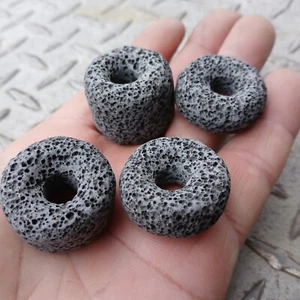 Large Rai Stone Money Beads Necklace Pendant  Volcanic Lava Rock Jewelry 4pc - Picture 1 of 20