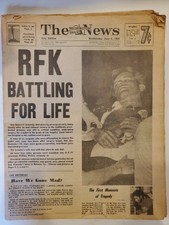 (4) Vintage 1968 Washington DC Newspapers Robert Kennedy Murder through Funeral 