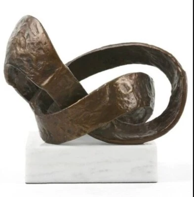 Nova Escultura de Bronze em Mármore Bangalô 5 Demi Estátua Futurista com Base Branca - Imagem 1 de 3