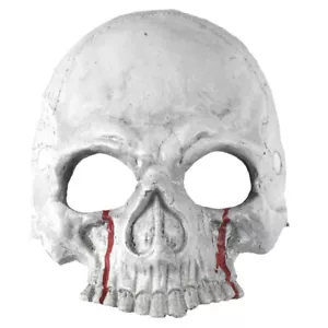 White Foam Skeleton Skull With Blood Dripping Eyes Costume Halloween Face Mask - Picture 1 of 5