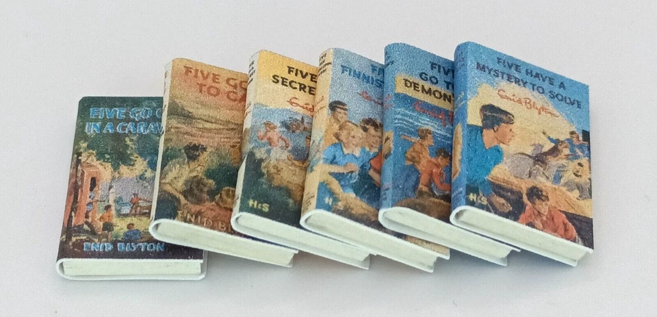 THE LITTLE BOOK CO Puppenhaus Miniaturbücher Maßstab 1:12, 6 x Enid Blyton, berühmte fünf Romane (A)