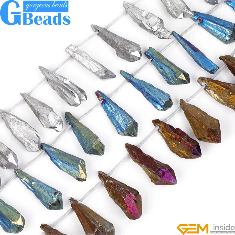 6x37-6x44mm Dyed From Raw Amethyst Quartz Head Drilled Stick Beads Free Shipping - Image 1 of 4