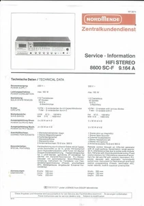 Nordmende Service Manual für HiFi stereo 8600 SC-F 9.164A Copy - Picture 1 of 1