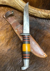 HY GRADE, New York, N.Y., Fixed Blade Hunting Knife, Sheath, 9 1/8" - Picture 1 of 9