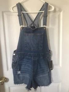 Womens Ladies Jrs NWT NoBo Denim Overall Shorts Sz L (11-13) - Picture 1 of 2