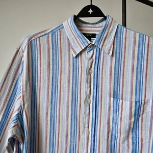 Vintage 2000s J.Crew sunshine colored stripe linen shirt, size M - Picture 1 of 16