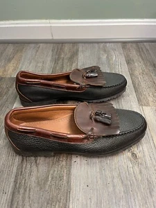 Allen Edmonds Men Size 12 E VGC Nashua Black Brown Leather Kiltie Tassel Loafers - Picture 1 of 11
