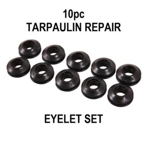 10pc TARPAULIN REPAIR SELF SEALING SNAP EYELET SET GROMMET GROUNDSHEETS AWNINGS - Picture 1 of 1