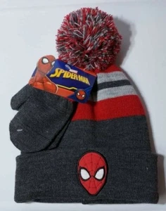 Spiderman Marvel Toddler Boys Knit Beanie Hat & Mitten Set - Picture 1 of 2