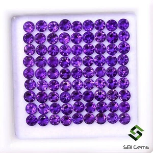 Natural Amethyst Round Cut 3 mm 7.05 Cts Lot 65 Pcs Calibrated Loose Gemstones - Picture 1 of 6