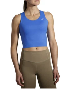 Canotta Brooks XXL donna Run Within aderente cropped blu nuova 2X - Foto 1 di 5