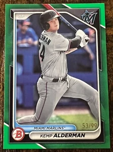 KEMP ALDERMAN 2024 Bowman #BP-82 Green Pattern Parallel /99 Miami Marlins MLB - Picture 1 of 2