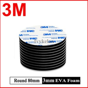 3M EVA BLACK Foam Pad Round 80mm Double Sided Circle Pad Selfadhesive 9448A - Picture 1 of 1