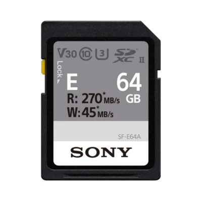 New Sony E Series SF-E64A 64GB UHS-II Class 10 U3 4K V60 SDXC SD Memory Card - Image 1 of 2
