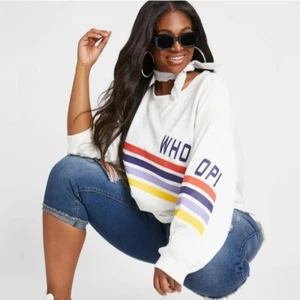 Dubgee Sweatshirt Womens XL Cotton Oversized Pullover Casual Striped White Boxy - Picture 1 of 12