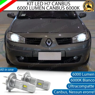 KIT FULL LED PER RENAULT MEGANE MK2 LAMPADE LED H7 6000K CANBUS ANABBAGLIANTI - Immagine 1 di 4