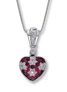Le Vian 14K White Vanilla Gold Ruby Diamond  Heart Pendant and Necklace Womens