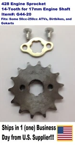 428 Engine Sprocket, 14 Tooth, for 17mm Engine Shaft, G44-20, 50cc-250cc Engines - Picture 1 of 8