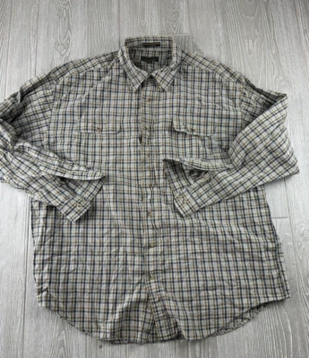 Alexander Julian Para Hombres Cuadros Tostado/Azul Manga Larga Abotonada Talla 2XL DE COLECCIÓN Y2K Foto 1 de 4