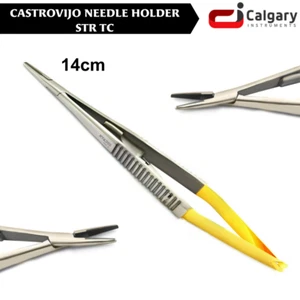 CASTROVIEJO NEEDLE HOLDER STRAIGHT END TC Medical Grade Stainless Steel 14cm - Picture 1 of 4