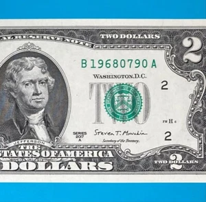 1968 (79) ANNIVERSARY GIFT : B 19680790 A $2 Two Dollar Bill Serial Number 2017A - Picture 1 of 4