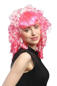 Wig Women Carnival Cosplay Gothic Lolita Pink White Baroque Spiral Curls - Picture 1 of 4