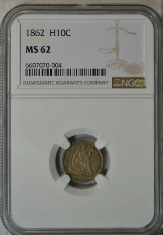 1862 Seated half dime, NGC MS62..........Type Coin Company Cover