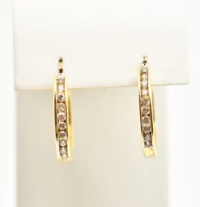 14K Yellow Diamond Half Hoop Earrings 0.20 TCW #GOLD-3602 - Picture 1 of 4